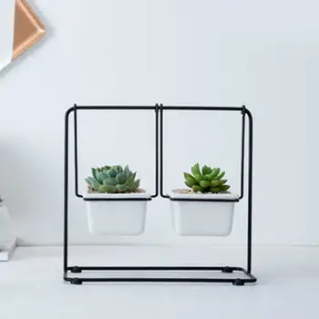 

Nordic Geometric Flower Pot Wire Frame Swing Succulents Flowerpot Ornaments Desktop flower stand H99F