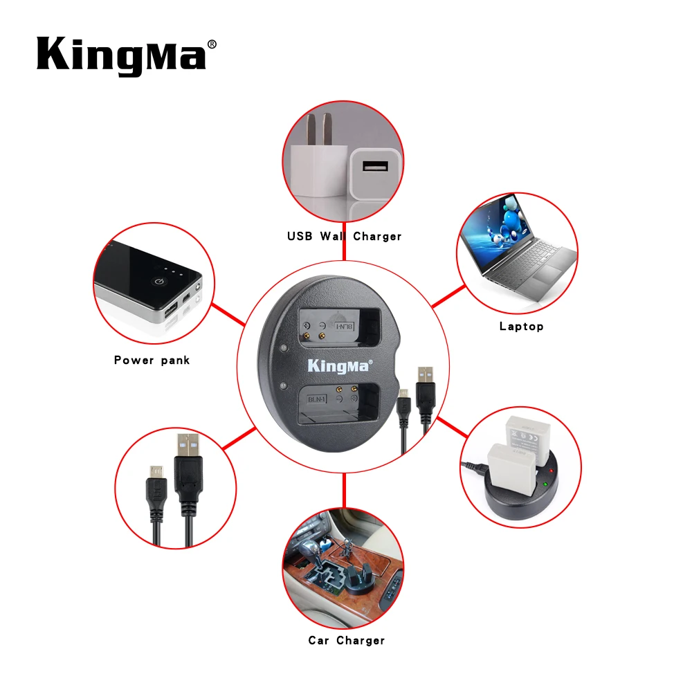 KingMa Портативный BLN-1 BLN1 Micro USB двойной Батарея Зарядка для Olympus OM-D E-M1 E-M5 Mark II PEN-F E-P5 EM1 EM5 PENF EP5