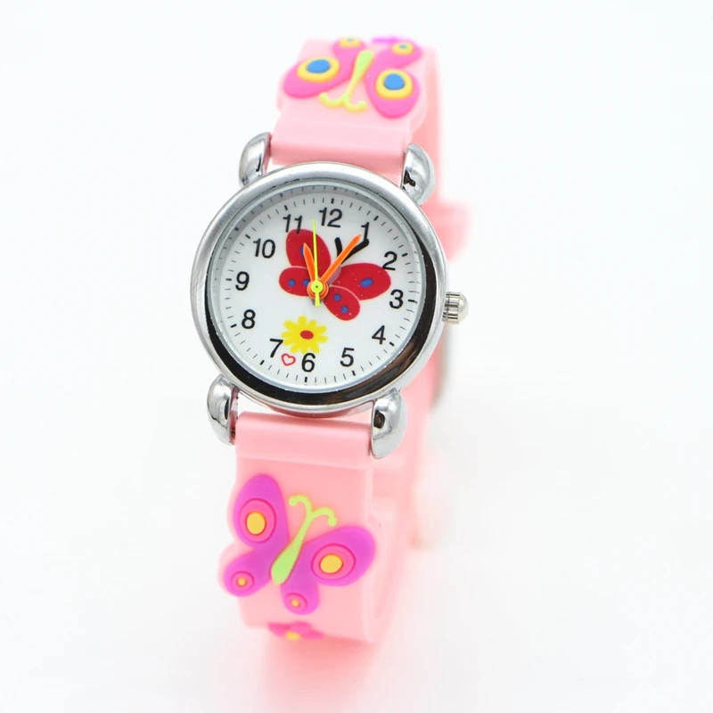 Новые 3D мультфильм бабочка дизайн аналоговые детские часы для девочек и мальчиков студентов мода подарок наручные часы с кварцевым механизмом Relogio