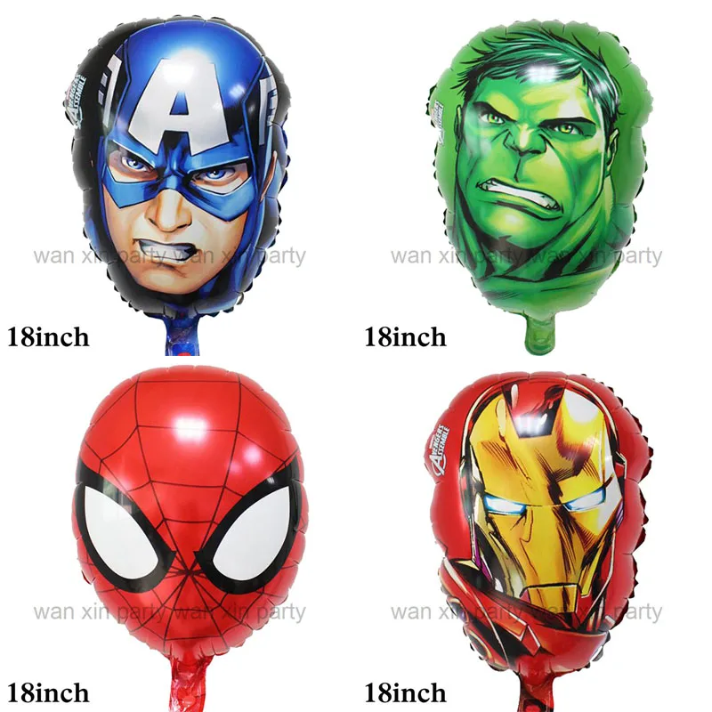 

(10pcs/lot) Avengers foil balloons head style ironman Captain America spiderman hulk helium balloons for avengers party balloons