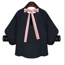 Cheapest New Nice Pop New Women Blouses Half Lantern Sleeve Casual Shirt Summer O-Neck Bow Tops White And Black A822