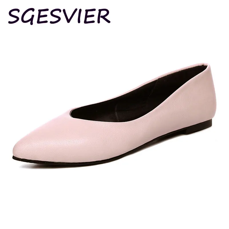 

SGESVIER 2017 Consice Style Women PU Leather Slip Fashion Ballet Flat Shoes For Female Zapatos Mujer Shallow OL Boat Shoes 1738