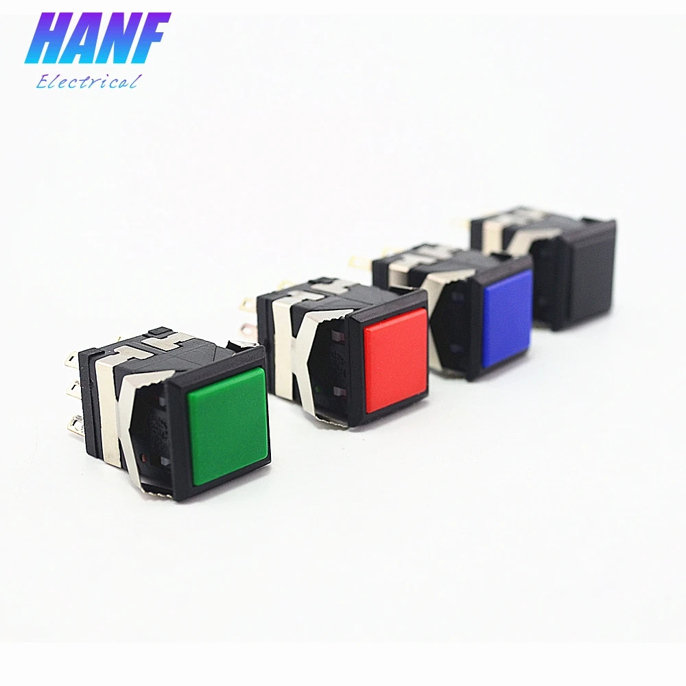 

1pcs Snap-in 2NO2NC Momentary Plastic Square Push Button Switch 6pins 6A/125V 3A/250V Red/Green/Blue/Black