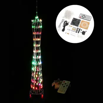 

DIY Little Colorful LED Light Cu-be Canton Tower Suite IR Remote Control Electronic Kit