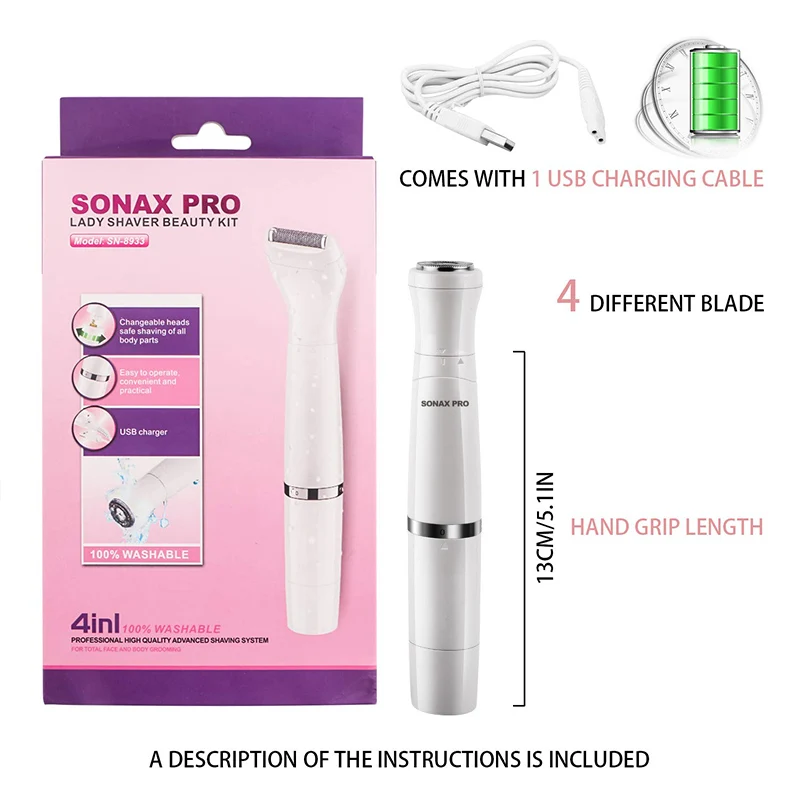 Многофункциональный Электрический эпилятор SONAX PRO 4 в 1 Женская бритва для бровей