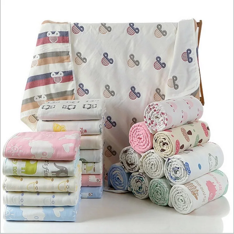 

Children Cotton Muslin 6 layers Gauze Blankets Newborn Baby Bedding Infant Soft Gauze Bath Towel Kids Boys Girls Play Mat Wrap