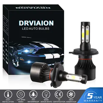 

TAIHONGYU Pair 4 Sides H4 LED Headlight Halogen Globes Bulbs Xenon 12V 55W 6500K HI/LOW Beam