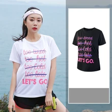 Женская Спортивная футболка размера плюс L-XXXXL, топ для йоги, топы для фитнеса, топы для йоги, рубашки для тренировок с коротким рукавом, топы с буквами, спортивная одежда