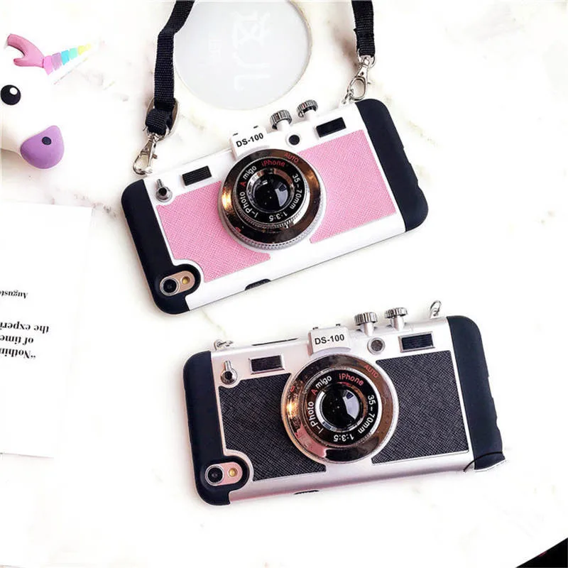 

Personalized Stereo Camera For Iphone 6 6S 7 8plus X Xs Xr Max Lanyard Shatter-Resistant Mobile Phone Case