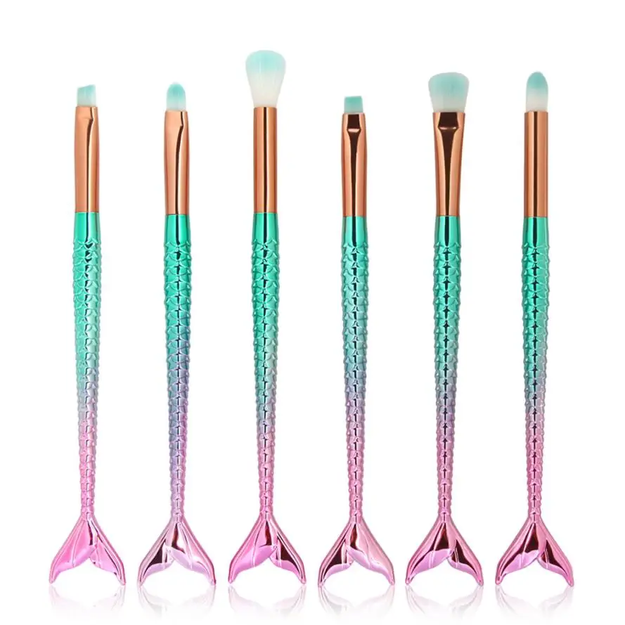 

6PCS Mermaid Brush Set Foundation Eyeshadow Brushes Makeup Brushes Beauty Sep 6