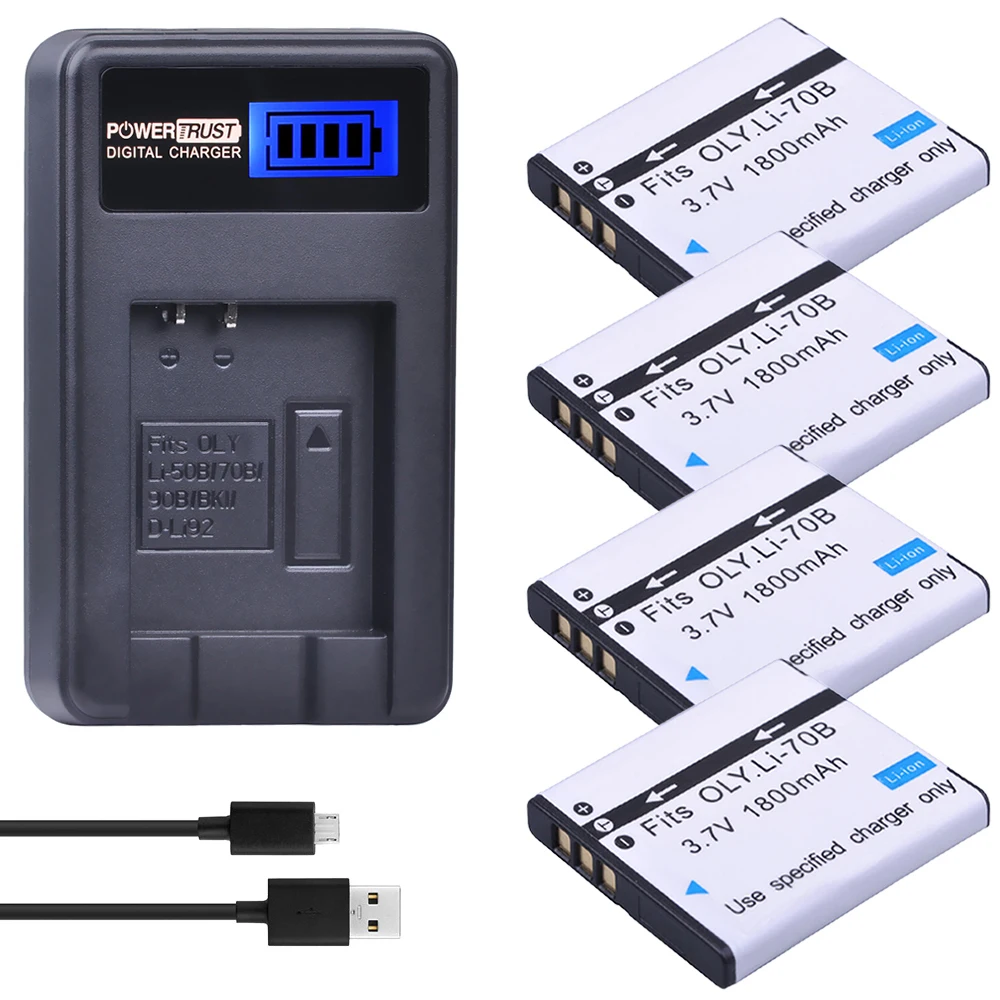 4 шт Φ Li 70B аккумуляторы и зарядное устройство для USB с ЖК дисплеем Olympus VG110