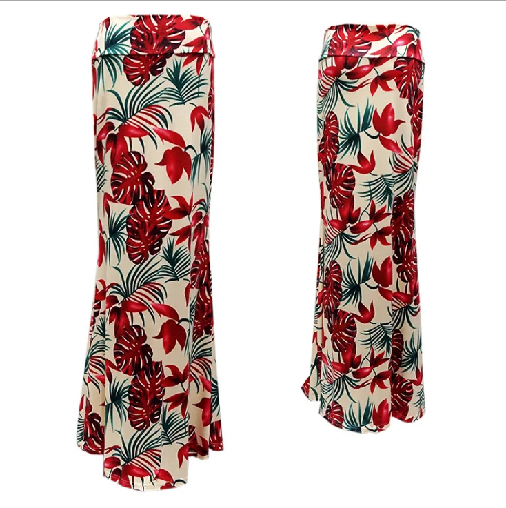 Высокая талия длинная юбка карандаш женская летняя цветочный полосатый принт Бохо Макси облегающая юбка размера плюс Jupe труба Longue - Цвет: 023