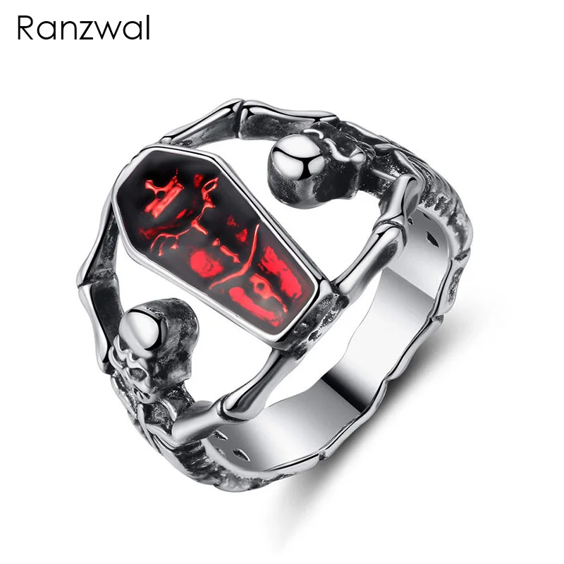 

Ranzwal Vintage Steampunk Skull Rings for Women Vampire Skeleton Coffin Ring Punk Accessories US SIZE 6~9 ARI259