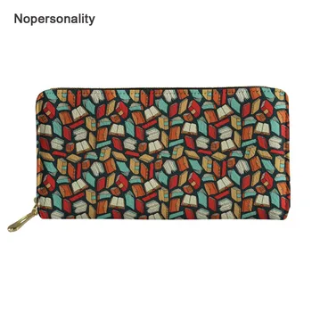 

Nopersonality Multicolor Book Pattern Leather Wallet Long Casual Ladies Money Bag Zipper Coin Purse Credit Card Holders