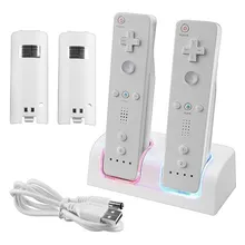 Перезаряжаемые геймпад Батарея+ Quad 2 Зарядное устройство док-станции комплект для wii удаленного Джойстик Геймпад зарядки