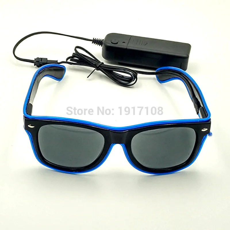 EL очки с черным/темным объективом 10 цветов доступны с устойчивый на костюм водителя светодиодный светящиеся очки для DJ сверкающие принадлежности для вечеринки - Цвет: Blue