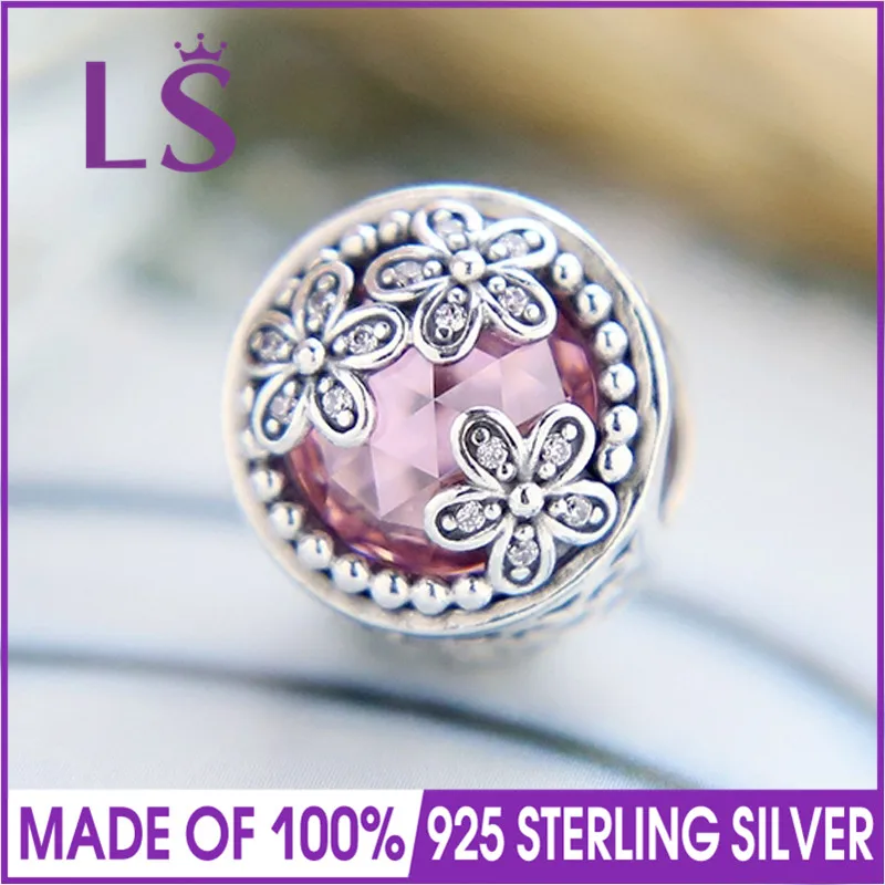 

LS High Quality 100%Real 925 Silver Dazzling Daisy Meadow Charm Beads Fit Original Bracelets Pulseira Encantos.100% Fine Jewlery