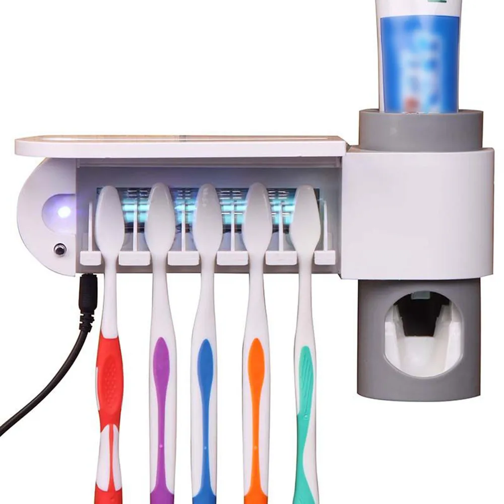 Прямая поставка, 1 набор, семейный УФ стерилизатор, держатель для зубной щетки, автоматический диспенсер для зубной пасты, очиститель, дезинфицирующее устройство для гигиены полости рта
