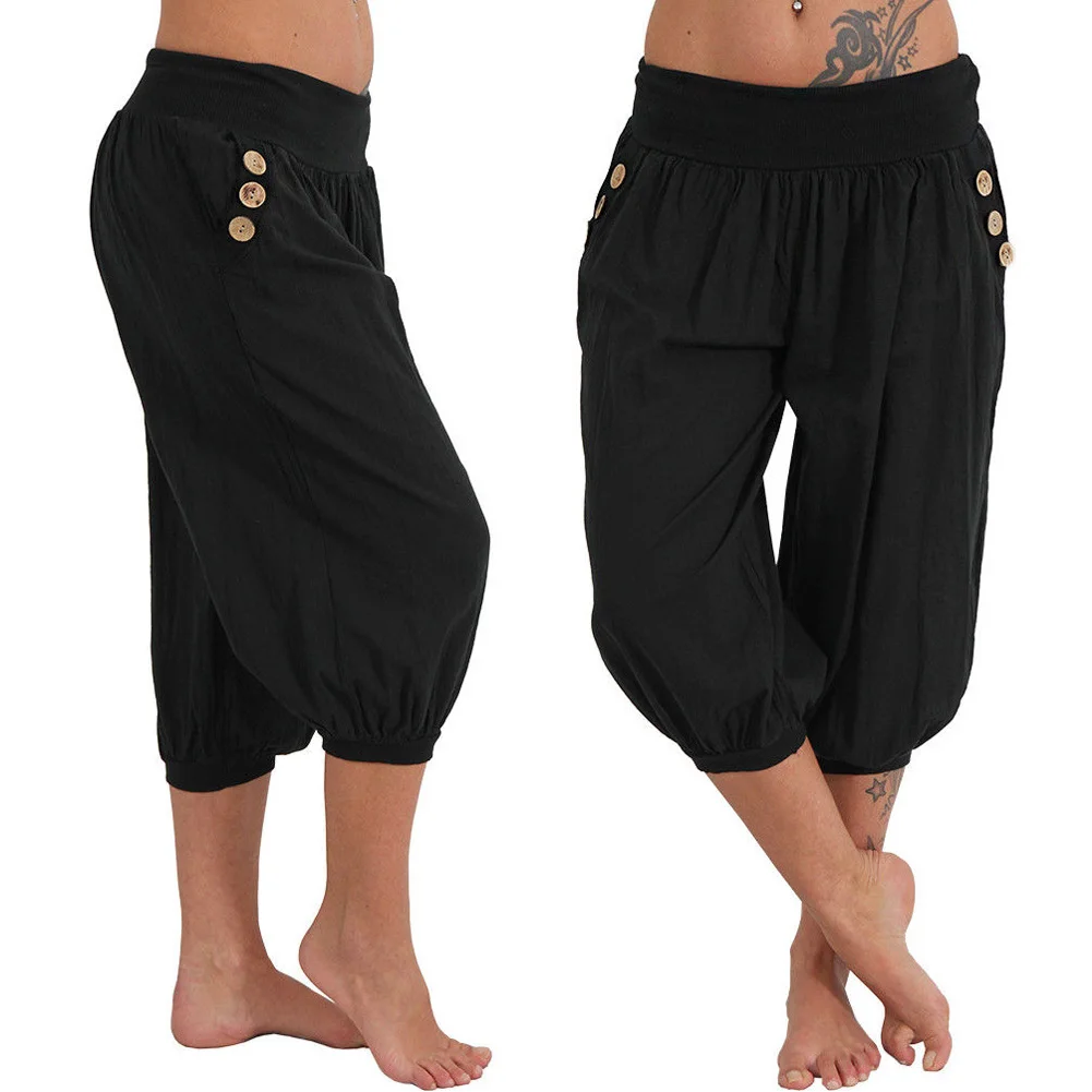 YJSFG HOUSE Brand Womens Pants Palazzo Harem 3/4 Pants leggings Baggy Aladdin Boho Hippy Trousers Pants Elastic Waist Loose Pant YJSFG HOUSE Brand Womens Pants Palazzo Harem 3/4 Pants leggings Baggy Aladdin Boho Hippy Trousers Pants Elastic Waist Loose Pant