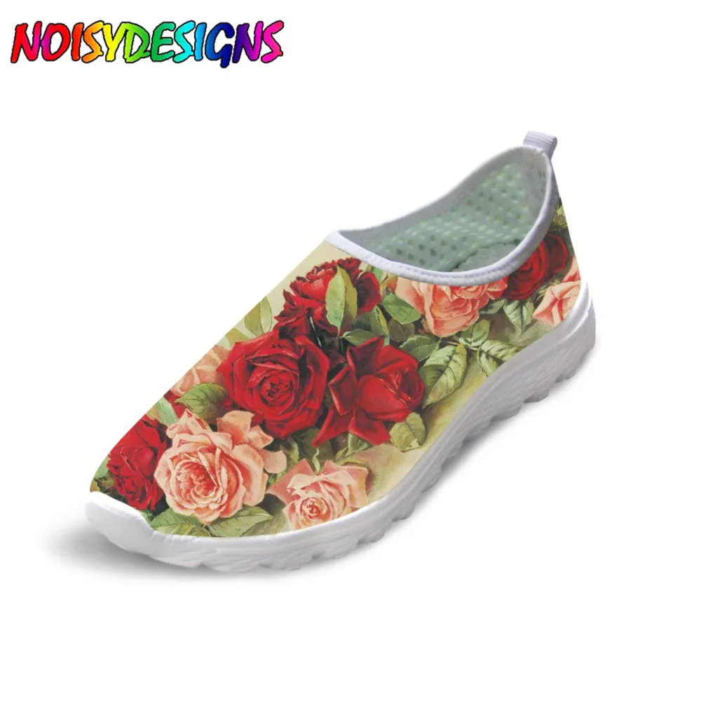 

Noisydesigns Spring Summer Floral Style Women girls Shoes Casual Women's Sneakers Beach Loafers Lovers Slip-On Mesh Shoes Woman