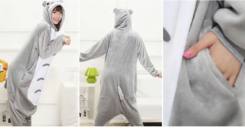 Totoro Kigurumi Onesie Adult Animal Unicorn Pajamas Suit Warm Soft Stitch Sleepwear Onepiece Winter Jumpsuit Pijama Cosplay