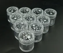 50pcs*10g Clear Round Strong bottle jars pot container empty cosmetic plastic sample container for nail art storage. цена 50pcs*10g Clear Round Strong bottle jars pot container empty cosmetic plastic sample container for nail art storage. цены онлайн