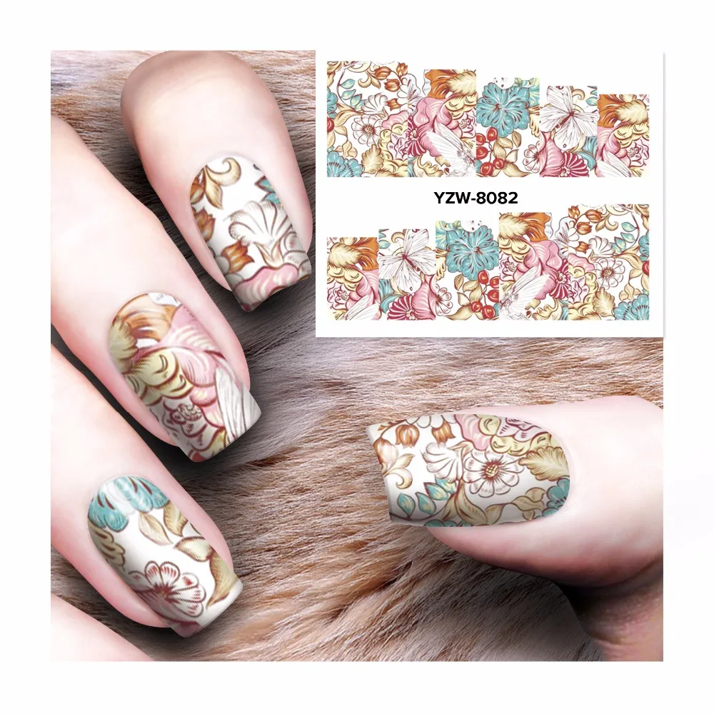 

FWC Water Transfer Nail Art Stickers Decals For Nail Tips Decoration DIY Fashion Nail Art Accessories 8082