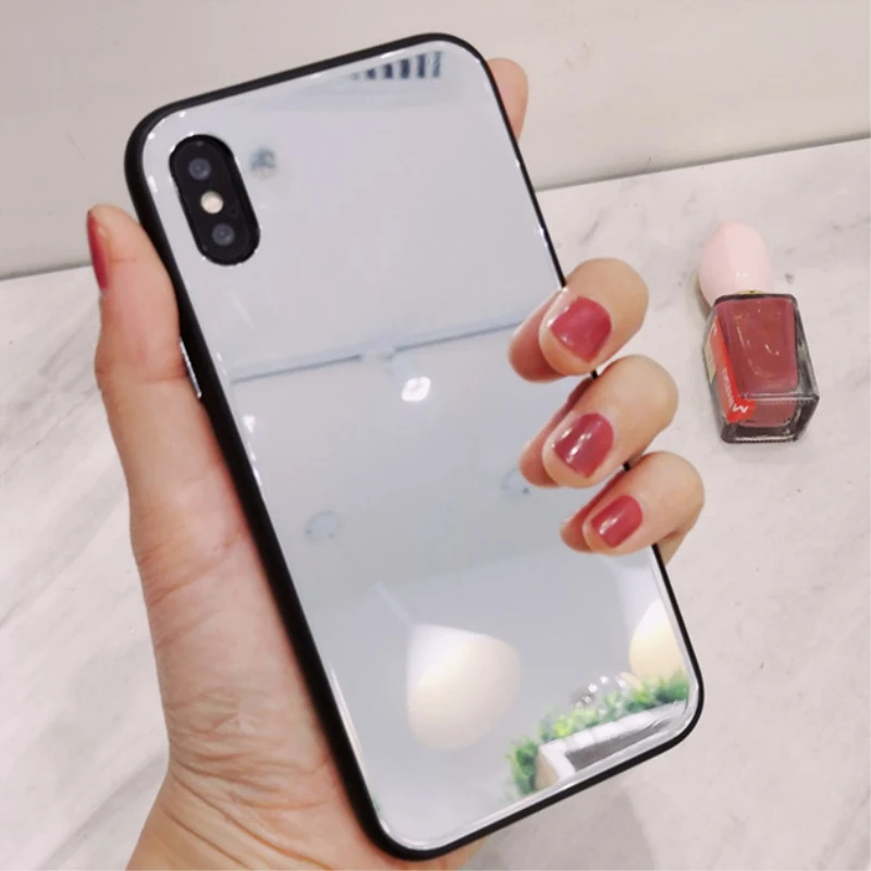 Glossy Glass shell Fashion Mirror Phone Case For iPhone X 6 6S 7 8 Plus XS MAX XR Cases Luxury Cover Funda Coque |
