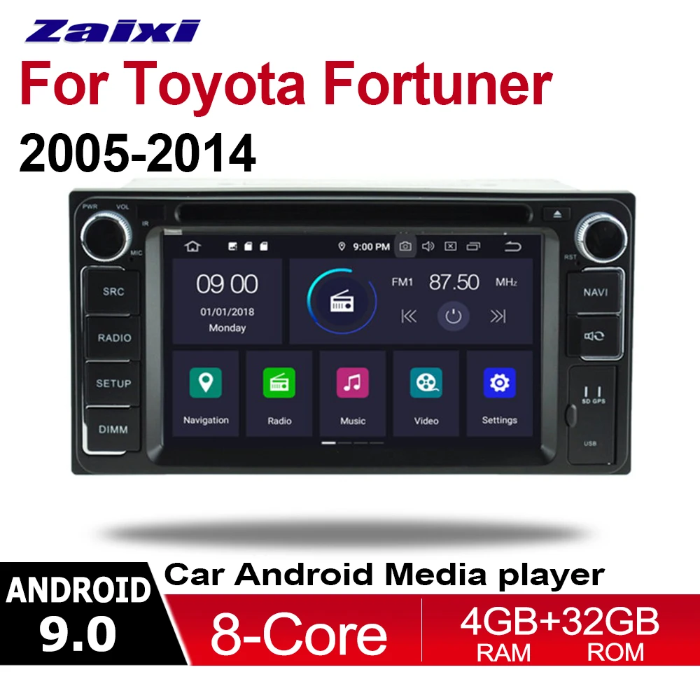ZaiXi 4GB android 9.0 car dvd player for Toyota Fortuner 2005~2014 Multimedia GPS Navigation Map Autoradio WiFI Bluetooth HD