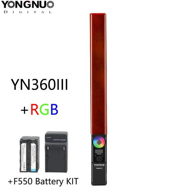 YONGNUO YN360 III YN360III Handheld LED Video Light Touch Adjusting Bi-colo 3200k to 5500k RGB Color Temperature with Remote - Color: Green