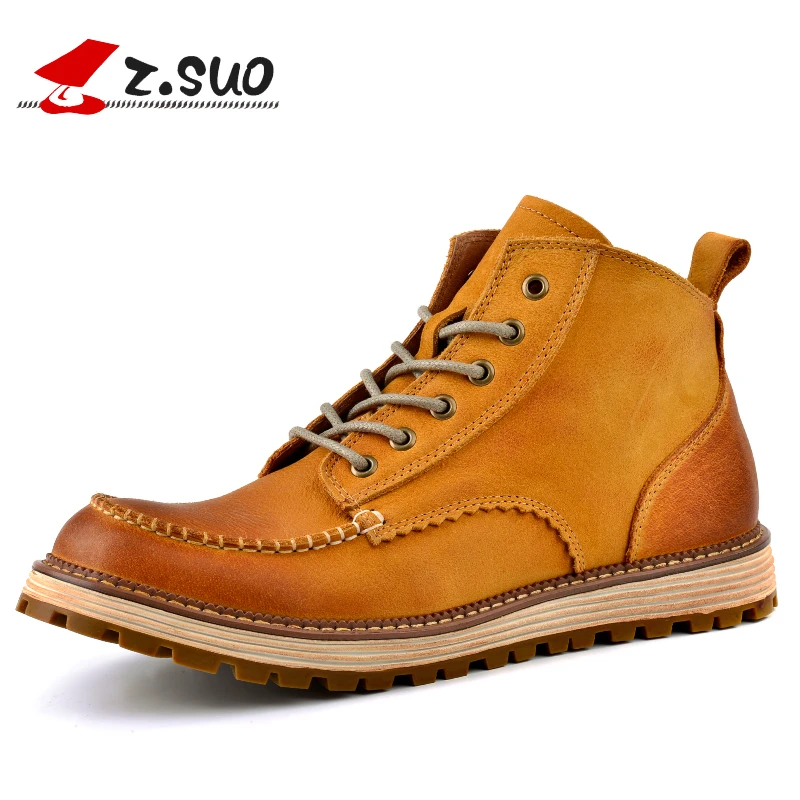 

Z. Suo men's boots, genuine cow leather shoes in the tube, men's casual fashion stitching boots. botas hombre zs16011
