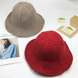 Корейская осенне-зимняя модная однотонная женская шапка, складная вязаная шапка, винтажный Модный женский аксессуар, теплая ткань