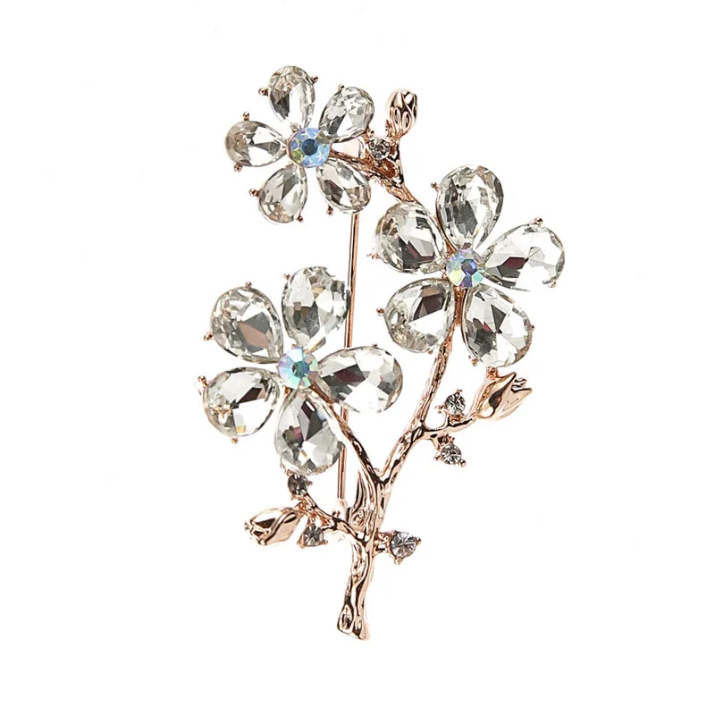 TDQUEEN Brooches Trendy Crystal Pins and Brooches Safety Pin Jewelry Gold-color Zinc Alloy Metal Brooch for Women