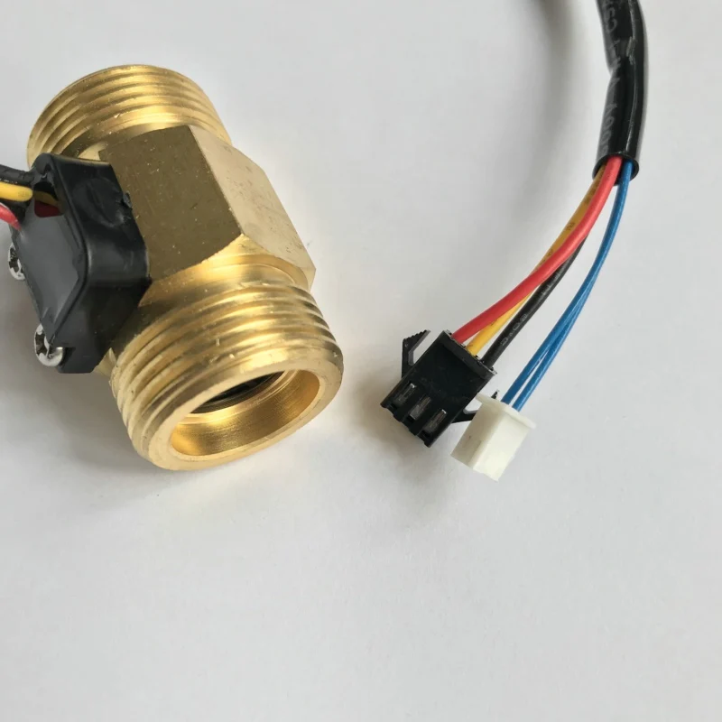 

USC-HS43TIT Hall Effect Water Flow Sensor Temperature Sensor 2-45L/min G3/4" Thread Repeat Error 1% Brass Turbine Flowmeter