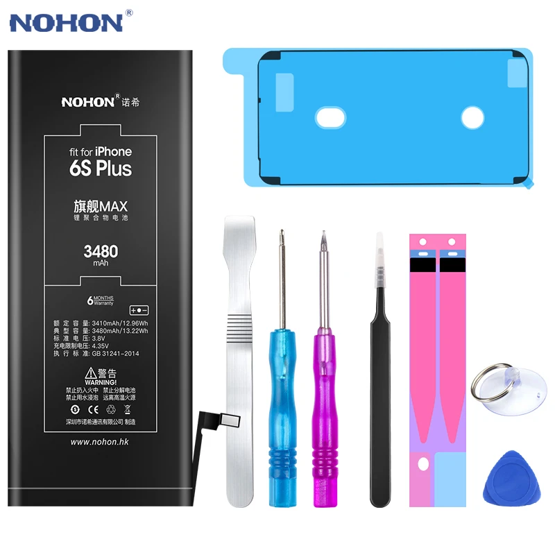Оригинальный nohon аккумулятор для iPhone 6/iPhone 6 S Plus/6 Plus/iPhone Plus 7 MAX Ёмкость Замена литий