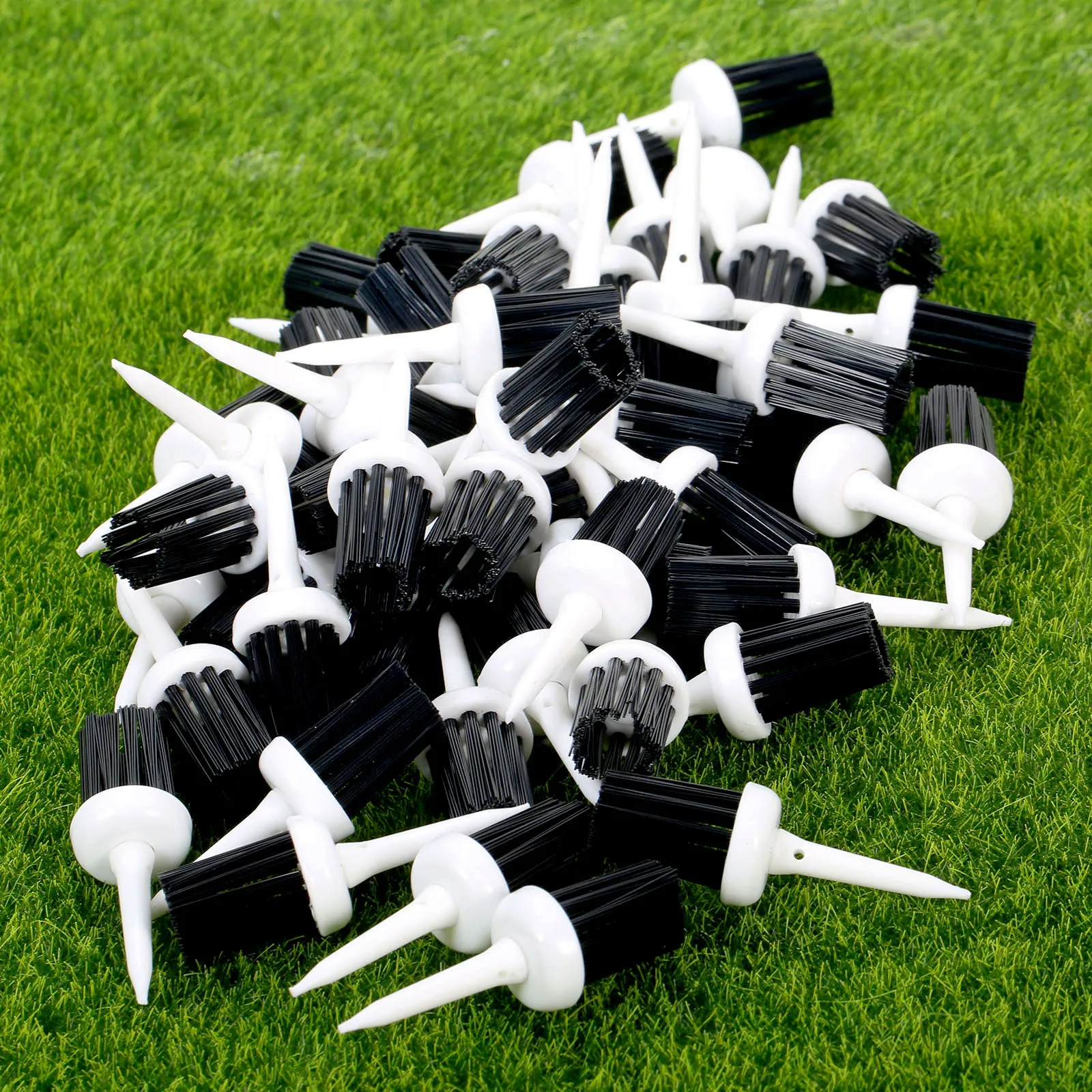

gohantee Plastic 1 Pack 50pcs 57mm Golf Tees Brush Driver Training Accessories Tool Golf Ball Holder Golf Brush Tee Mixed Colors