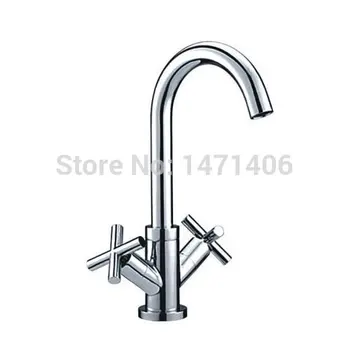 

grifo robinet grifo robinet krano Two Handle High Arc Solid Brass Bathroom Vanity Sink Faucet, Tall Chrome AC6080