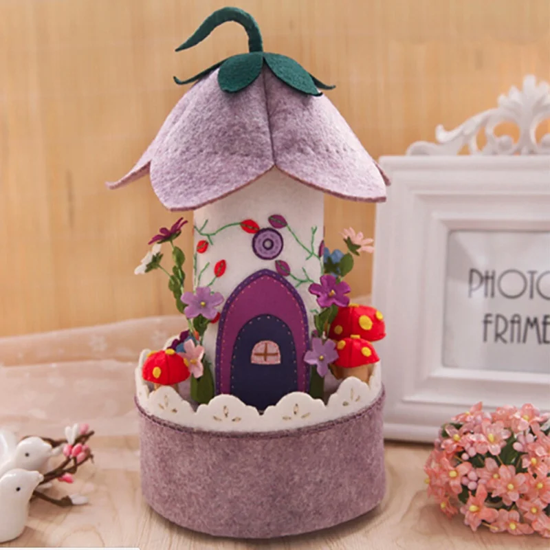 

New Felt Fabric Handmade DIY Package Rotary Horse Music Box Sewing Handwork Kid Toy Home Decoration Needle Felt Pack