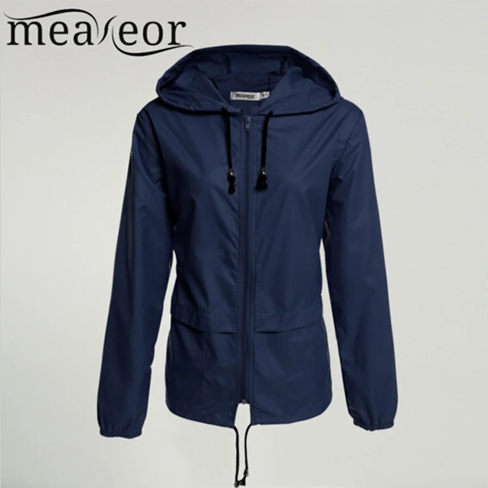 Meaneor New Arrival Women's All season Lightweight Waterproof Sun protection Multiway Hoodie Raincoat Elegant Jacket 4 colors Coats