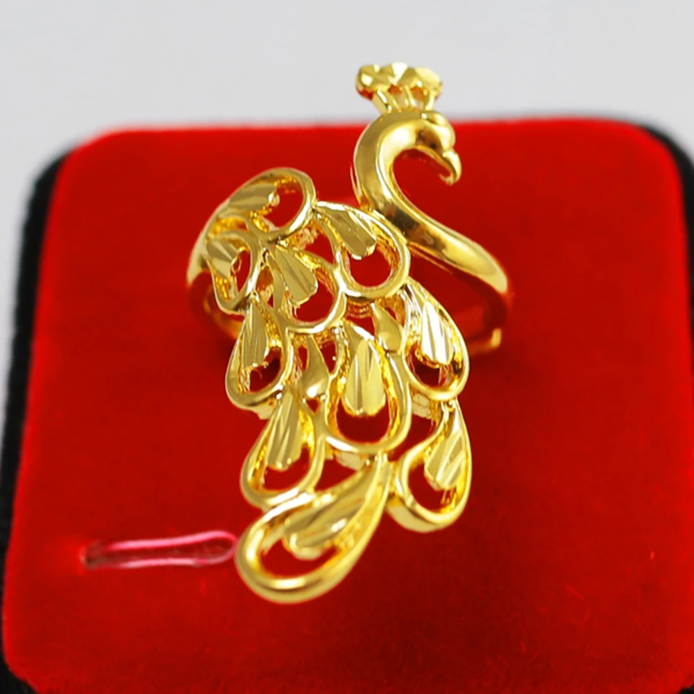 

Peacock Ring Yellow Gold Filled Womens Ring Jewelry Size Adjust