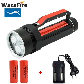 

Wasafire Powerful 10000 Lumen Led Flashlight Underwater Hunting Diving Torch XM-L2 Scuba Dive Lamp With 26650 Battery + Charger