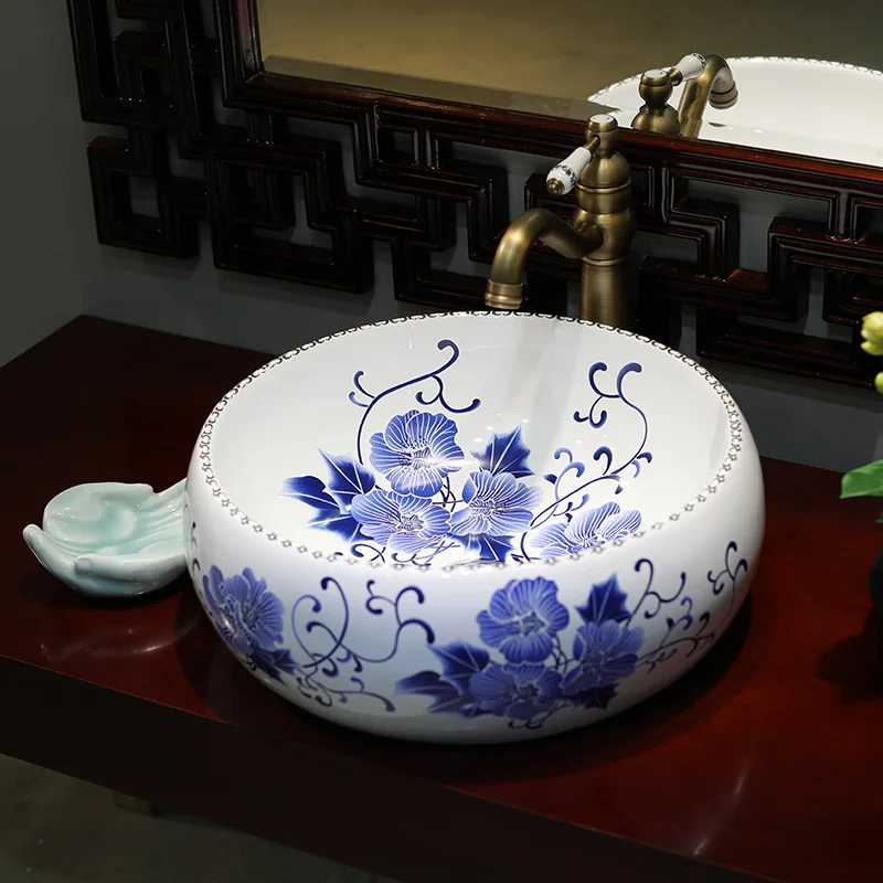 China Handmade Lavabo Ceramic Washbasin Europe Luxurious Artistic Bathroom Sink porcelain hand wash basin (12)
