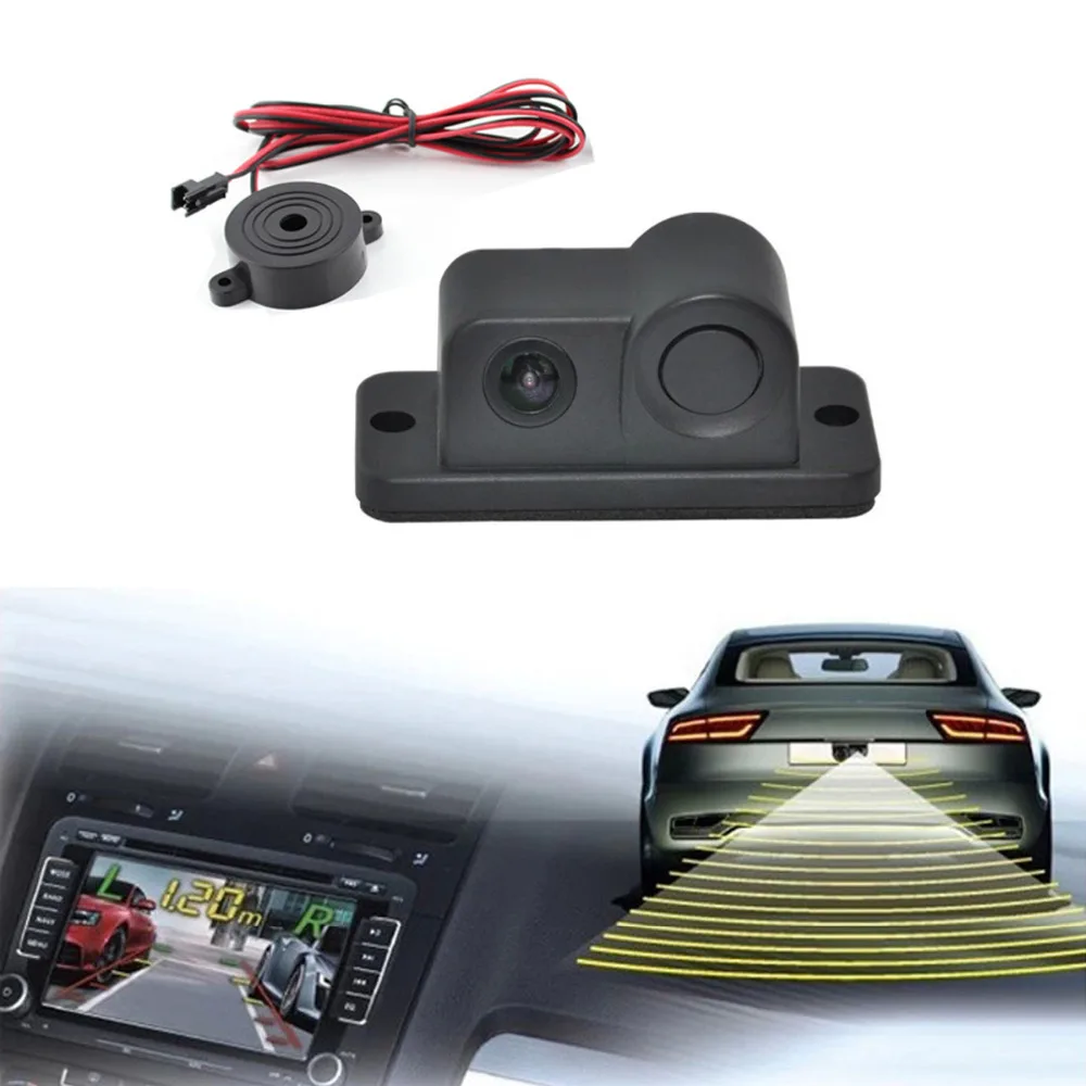 2 in 1 HD Car Reverse Backup CCD LED Rear View Camera Parking sensors