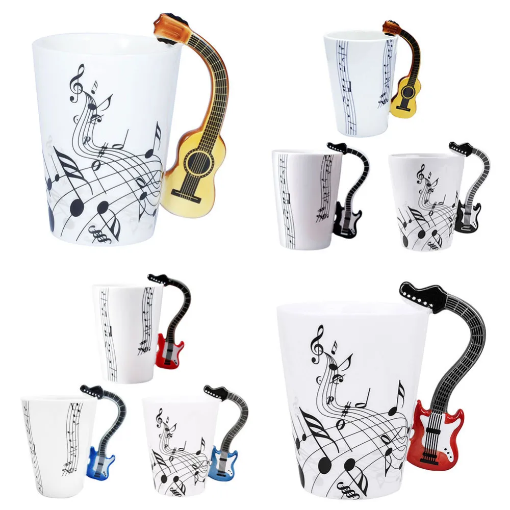 

Novelty Guitar Ceramic Cup Personality Music Milk Juice Mug Unique Music Coffee Tea Mugs Cups Home Office Drinkware High Quality