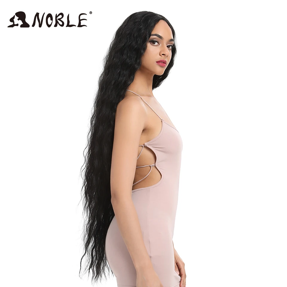 Pelucas sintéticas de pelo Noble para mujeres negras Pelo Largo rizado de 42 pulgadas Cosplay Rubio Ombre peluca frontal de encaje sintético peluca delantera