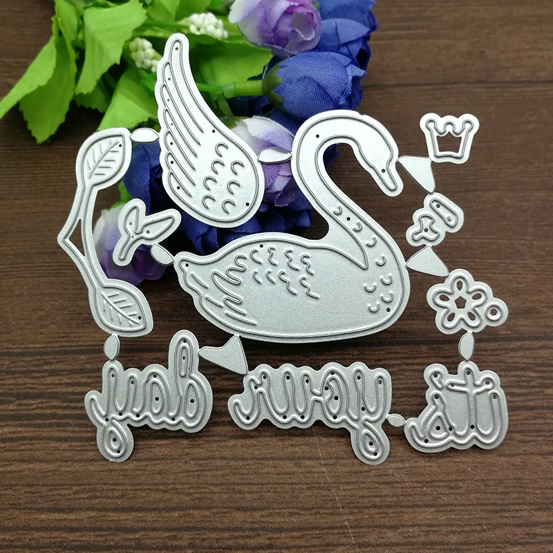 Корона Лебедь буквы металла резки штампы для DIY Скрапбукинг альбом бумажные