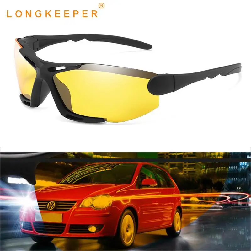 

LongKeeper Night Vision Driver Goggles Polarized Sunglasses Yellow Lens Car Driving Glasses Classic Square Anti-Glare Eyewear