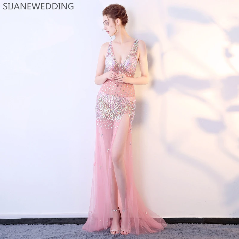 SIJANE 2018 Сексуальная Перспектива глубокий v-образным вырезом Вечерние dresses0339 |