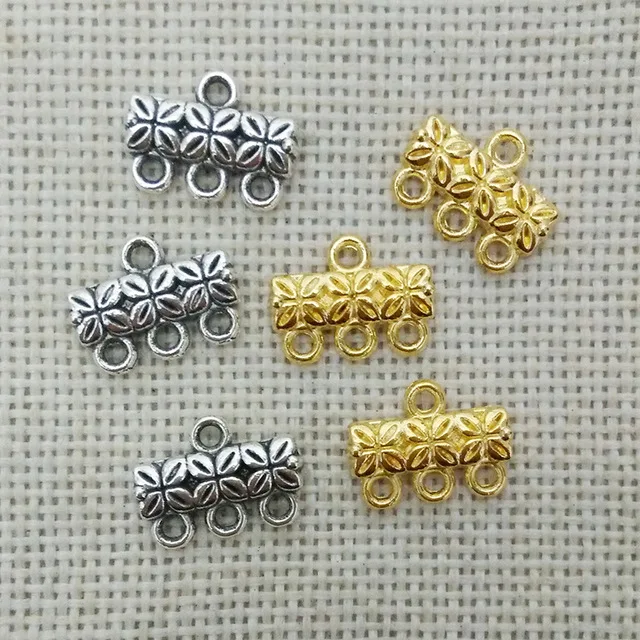 

10pcs component multilayer strands necklace bails clasp hooks loop connector tassel chains toggle filigree flower jewelry kolye
