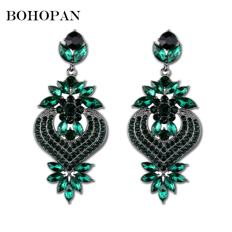 

Vintage Colour Stone Earrings For Women 5 Color Luxury Big Crystal Dangle Earrings Fashion Jewelry Charms Suitable Party,Gift